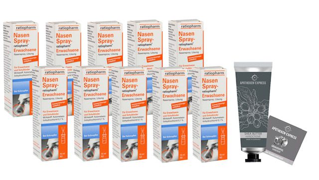 Nasenspray Ratiopharm 10 x 15 ml Sparset inkl. Handcreme ODER Handseife  von Apotheken-Express